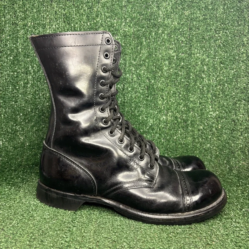 Double H Jump Boots Leather Cap Toe Military Goth Combat Boots Black Mens 10 E